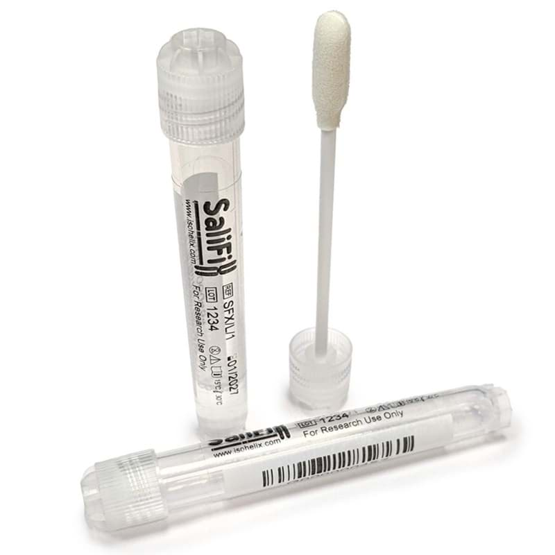 Picture of Salifix saliva collection tubes prefilled with 1ml SaliFix buffer and 50 Foam Saliva Swabs (50)